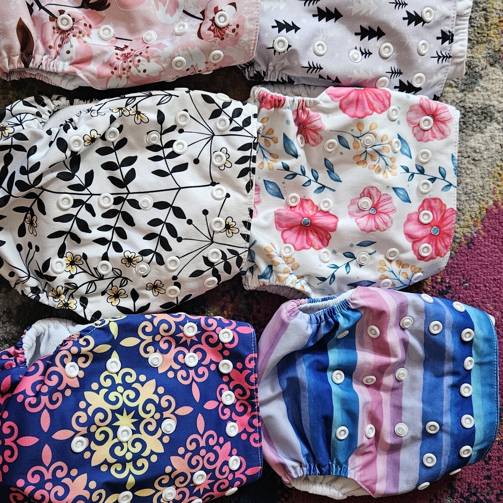 Colorful Floral and Patterned Diaper Set